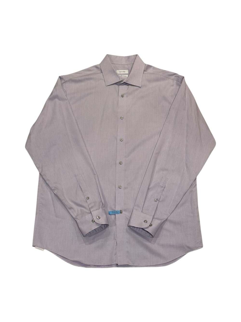 Calvin Klein Regular Fit Non-Iron Dress Shirt Sz 16.5 34/35 Lavender Herringbone